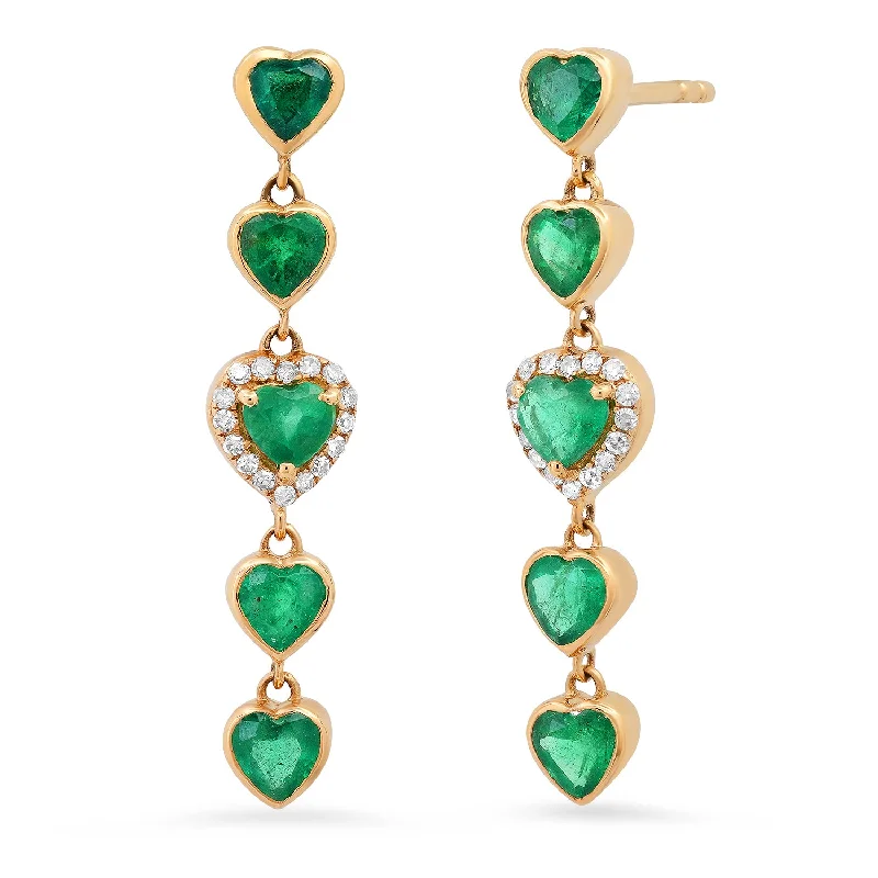 Shop Stylish Jewelry Now And Save Big Emerald & Diamond Heart Drop Earrings