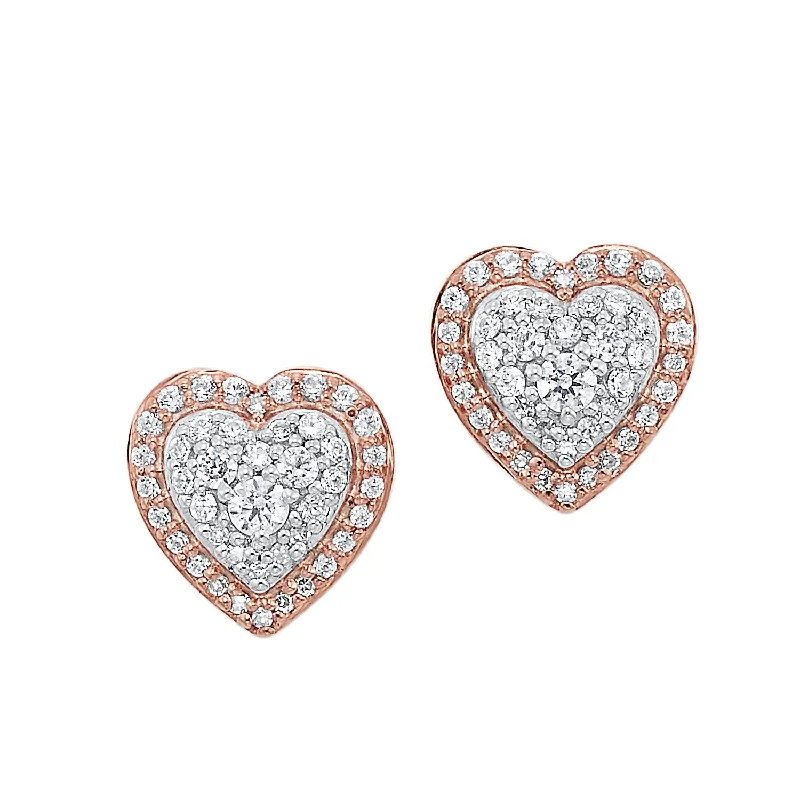 Unmissable Jewelry Sale – Shop Before It's Too Late 14KT Rose Gold Diamond Heart Earrings 1/4 Ctw
