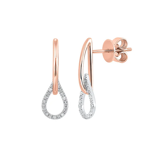 Chic, Trendy, And Affordable Jewelry Sale Diamond Teardrop Dangle Earrings In 14k Two-Tone Gold (1/10ctw)
