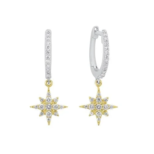 Luxury Jewelry Sale – Elegant Styles At Unbeatable Prices Starburst Diamond Drop Earrings in Two-Tone 14K Gold (1/4 ct. tw.)