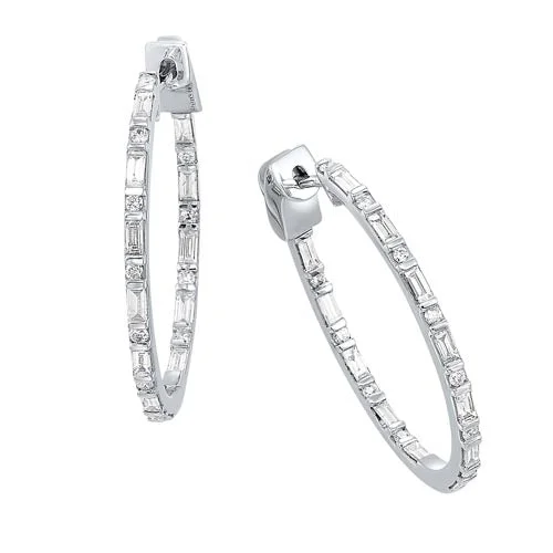 Seasonal Jewelry Deals – Elevate Your Style Diamond Inside Out Eternity Hoops in 14k White Gold (1 ctw)