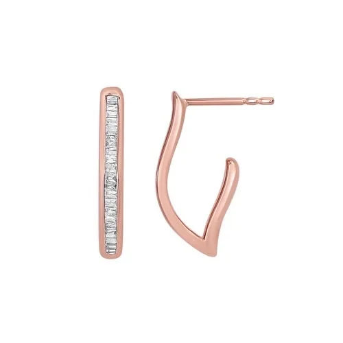 Limited-Stock Jewelry Sale – Once It's Gone, It's Gone Diamond V-Shaped Oblong J-Hoop Earrings in 14k Gold (½ ctw)