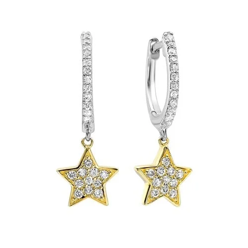 Flash Sale On Exquisite Jewelry – Don't Miss Out Diamond Star Drop Earrings in Two-Tone 14K Gold (1/4 ct. tw.)