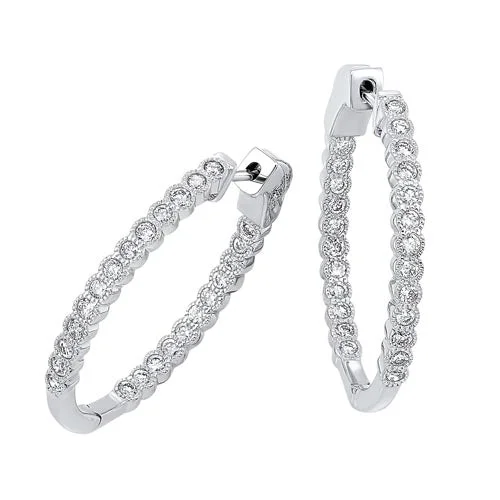 Flash Sale On Stunning Jewelry – Don't Miss Out Diamond Bubble Inside Out Hoop Earrings in 14k White Gold (1 ctw)