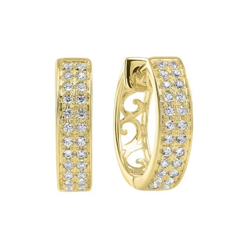 Discounted Jewelry For A Glamorous Look Diamond Double Row Hoop Earrings In 14k Yellow Gold (1/4ctw)