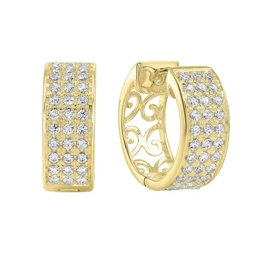 Elegant Jewelry, Exclusive Prices – Shop Now Diamond Chunky Filigree Hoop Earrings in 14k Yellow Gold (1/2ctw)