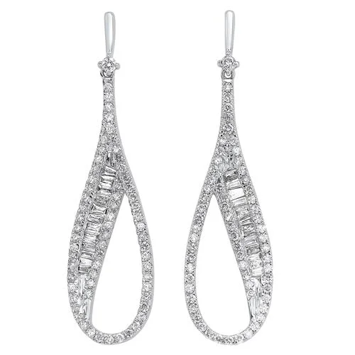 Grab Your Favorite Jewelry At The Lowest Prices Diamond Modern Elongated Oval Drop Earrings in 14k White Gold (3/4ctw)