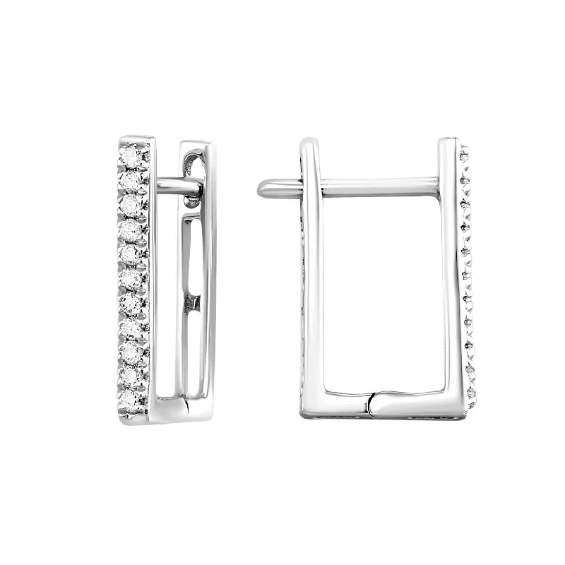 Dainty Floral Jewelry For Feminine Elegance Diamond Hoops in 10K White Gold (1/10 ct. tw.)
