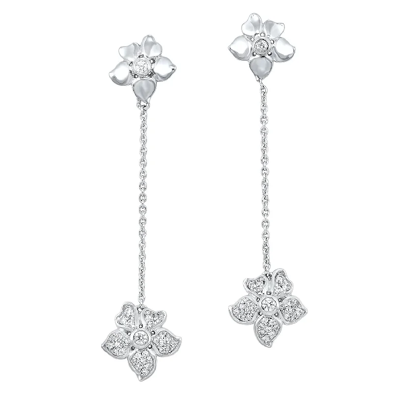 Discounted Jewelry For A Glamorous Look 10KT White Gold Flower Earrings 1/4 CTW