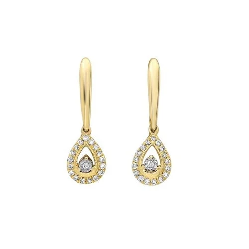 Grab Your Favorite Jewelry At The Lowest Prices Diamond Teardrop Halo Dangle Earrings in 14k Yellow Gold (1/10ctw)