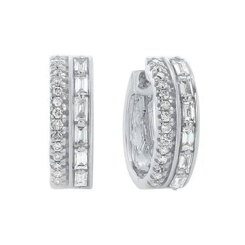 Affordable Luxury Jewelry For Every Occasion Diamond Double Row Chunky Hoop Earrings in 14k White Gold (3/8ctw)