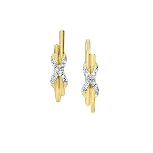 Handcrafted Jewelry Sale – Unique Designs At Low Prices Diamond XOXO Anniversary Earrings in 14k Yellow Gold (0.06ctw)