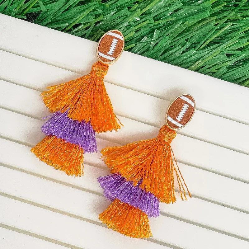 Elegant Jewelry, Exclusive Prices – Shop Now Football Tiered Glitter Tassel Dangle Earrings - Orange & Purple Elegant Jewelry, Exclusive Prices – Shop Now Football Tiered Glitter Tassel Dangle Earrings - Orange & Purple