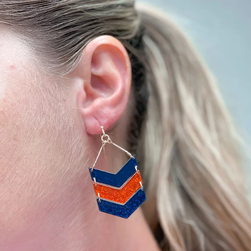Exclusive Jewelry Sale – Limited-Time Discounts Glitter Game Day Arrow Dangle Earrings - Navy Blue & Red