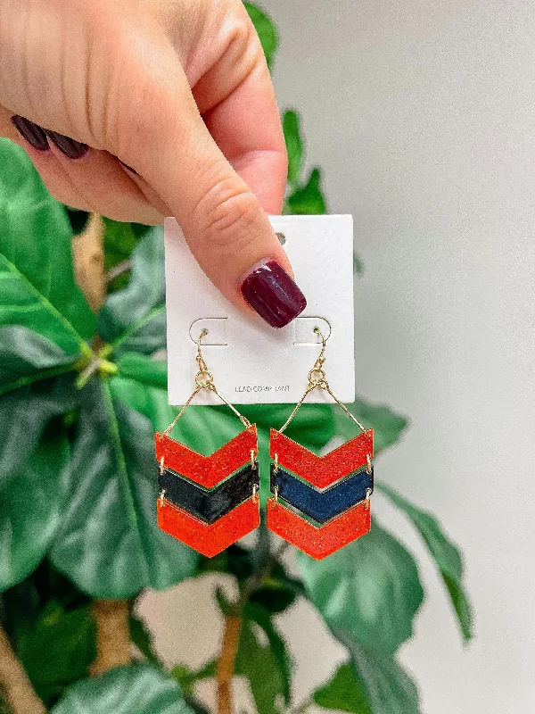 Shop Elegant Jewelry At Unbeatable Prices Glitter Game Day Arrow Dangle Earrings - Red & Black