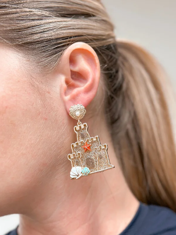 The Perfect Accessory For Less – Jewelry Sale Live Glitter Sand Castle & Shell Drop Earrings