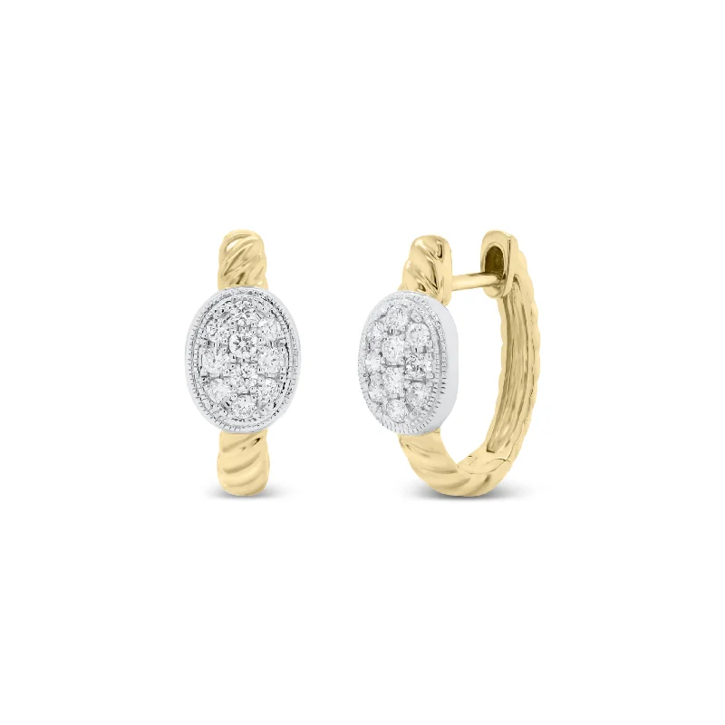 The Biggest Jewelry Sale Of The Year Is Here Gold Twist Huggie Earrings with Diamond Ovals
