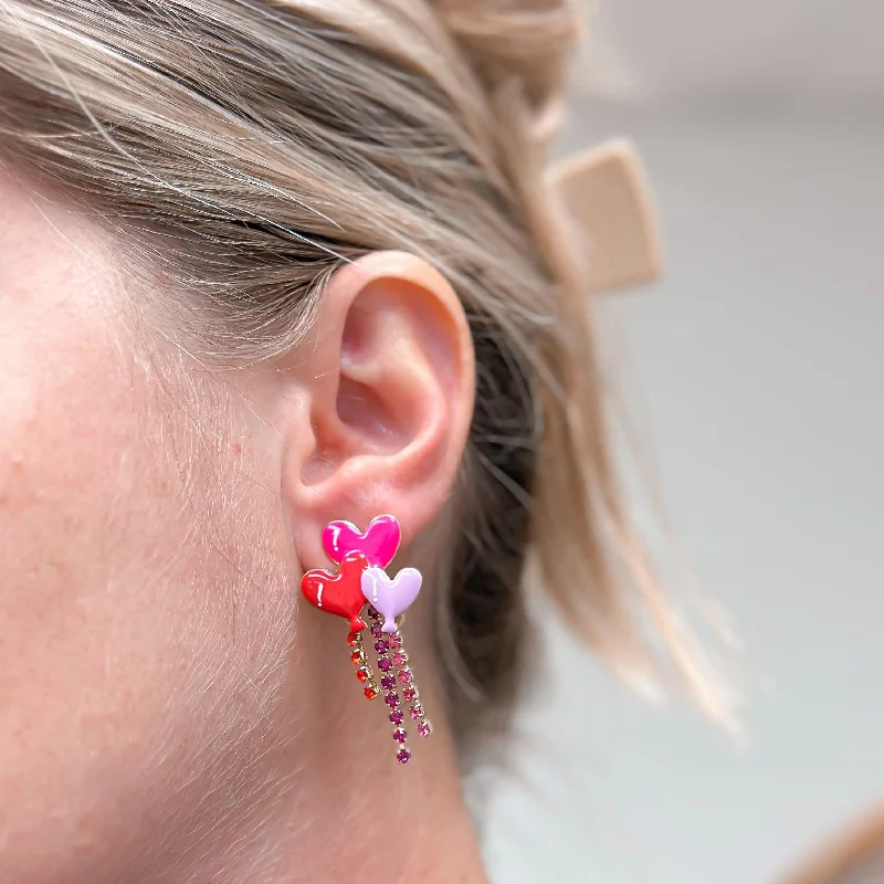 Elevate Your Outfit With Discounted Statement Jewelry Heart Balloon Rhinestone Dangle Earrings