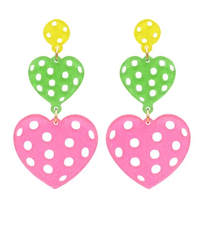 Jewelry Clearance Event – Stock Up Before It's Over Heart Pickleball Trio Dangle Earrings