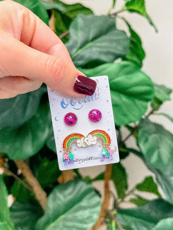Exclusive Online Discounts On Stylish Jewelry Kids Rainbow Glitter Stud Earring Set