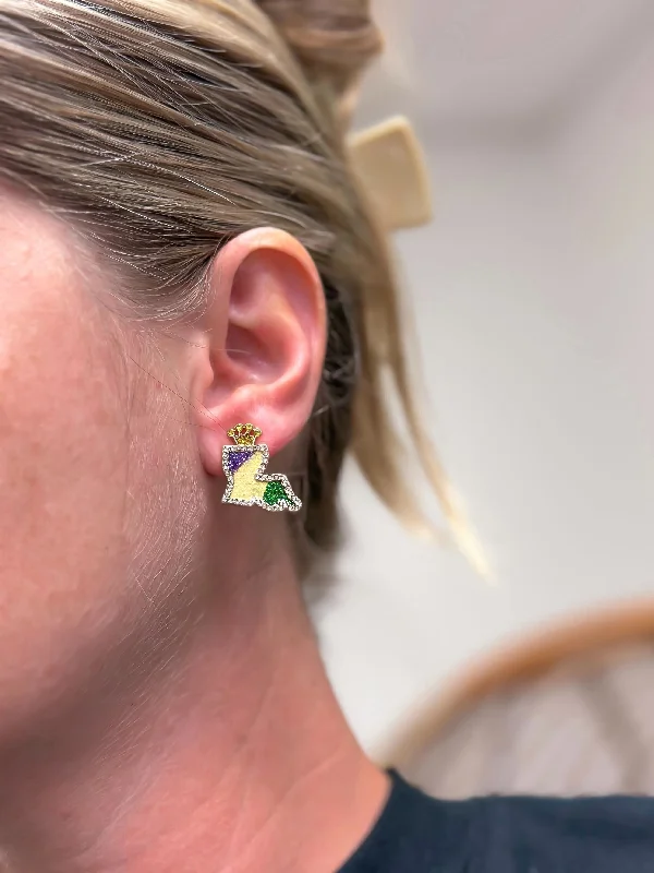 Jewelry Clearance – Final Chance To Save Big Louisiana Mardi Gras Dangle Earrings