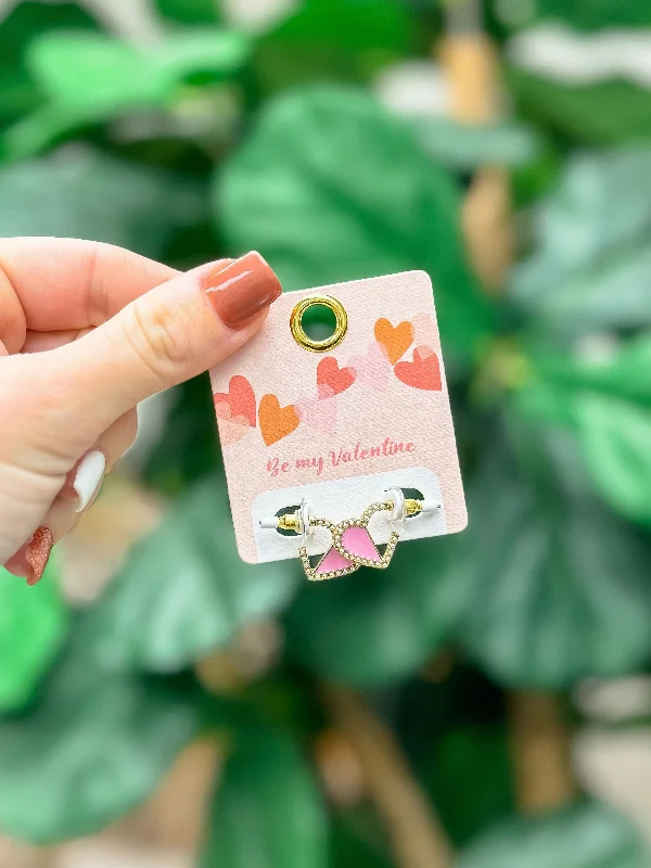 Buy More, Save More On Stunning Jewelry Pieces Mini Enamel Pearl Heart Hoop Earrings - Pink