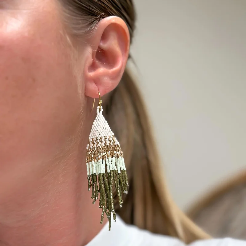 Don't Miss Out On Jaw-Dropping Jewelry Discounts Modern Fringe Dangle Earrings - Olive