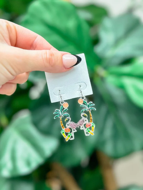 Jewelry Sale Alert – Shop Timeless Elegance Today Palm Flamingo Enamel Dangle Earrings