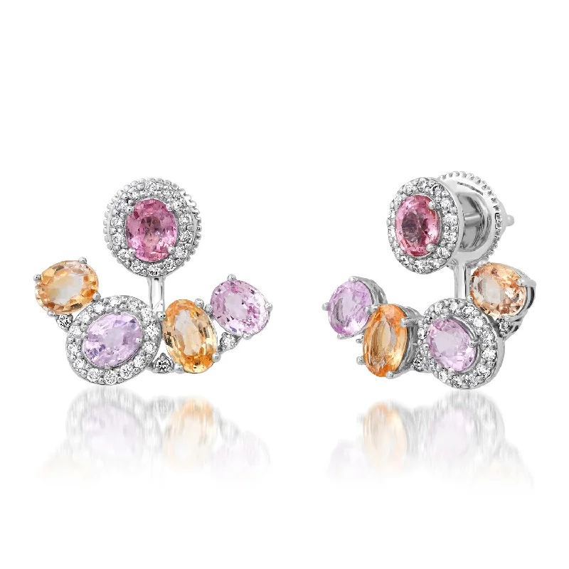 Once-A-Year Jewelry Deals – Shop Before They’Re Gone One of A Kind Pastel Pair of Sapphires & Diamond Studs with Accent Ear Jackets