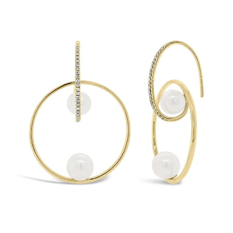 Make Your Outfit Shine With Discounted Jewelry Pearl & Diamond Double Hoop Earrings
