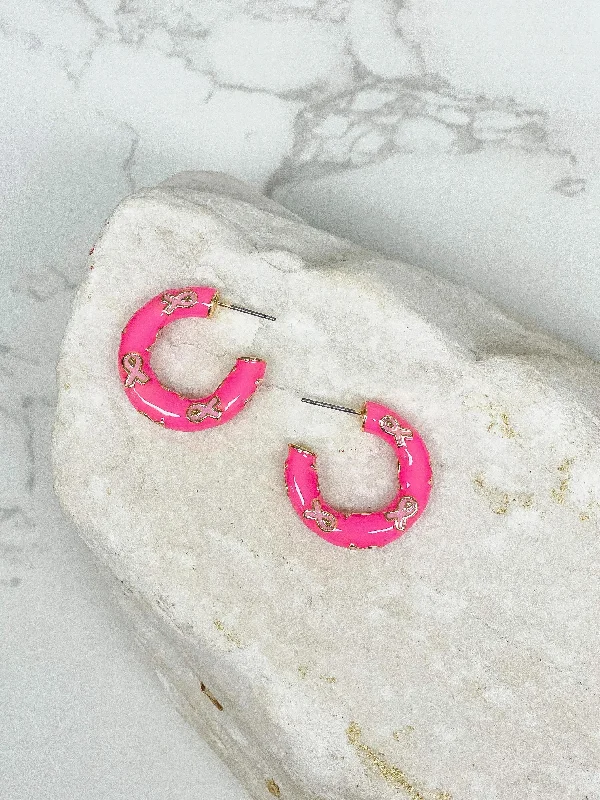 Holiday Jewelry Sale – Perfect Gifts At Great Prices Pink Ribbon Enamel Hoop Earrings