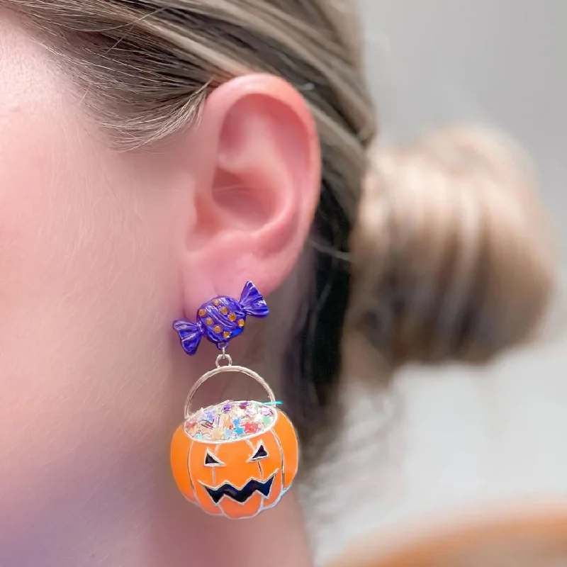 Grab Your Dream Jewelry At The Lowest Prices Pumpkin Treat Enamel Dangle Earrings