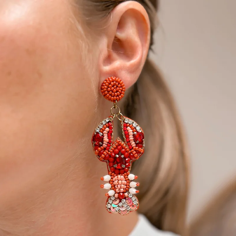 Flash Sale On Elegant Jewelry – Don't Miss Out Red Lobster Beaded Dangle Earrings