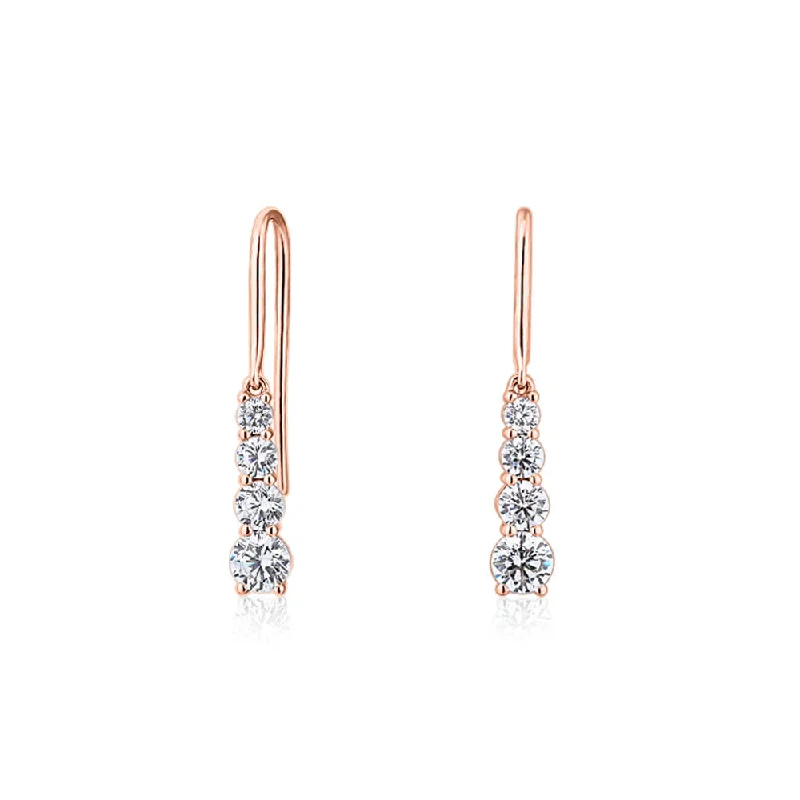 Dazzle In Elegance With Our Biggest Jewelry Sale Round Brilliant drop earrings with 1.24 carats* of diamond simulants in 10 carat rose gold
