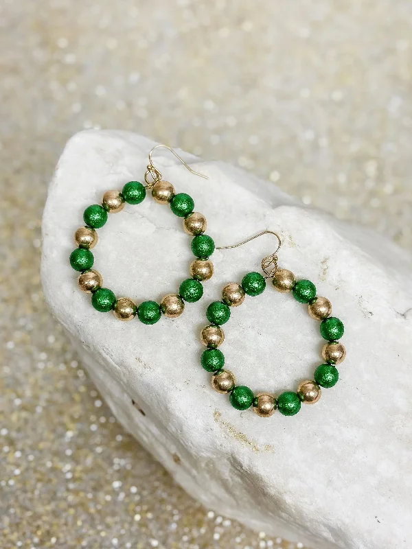 Elevate Your Jewelry Collection With Limited-Time Savings Round Holiday Beaded Dangle Earrings - Green