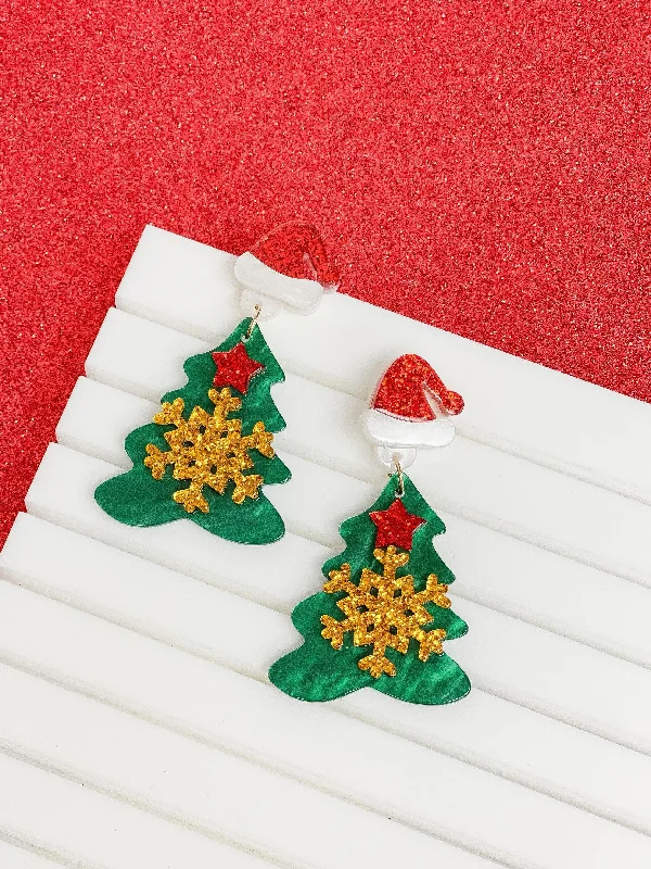Elegant Rose Gold Jewelry For A Stylish Touch Santa Hat Glitter Resin Christmas Tree Dangles