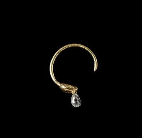 Jewelry Sale Alert – Shop Timeless Elegance Today Tiny Seed Hoop with Brilliant White Diamond Briolette