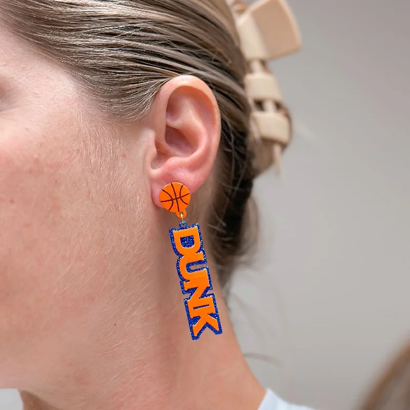 Trending Jewelry Now At Unbeatable Prices 'Slam Dunk' Statement Dangle Earrings - Blue & Orange