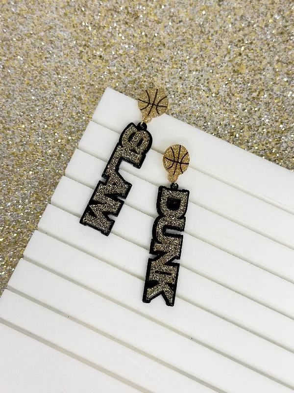 Flash Sale On Elegant Jewelry – Don't Miss Out 'Slam Dunk' Statement Dangle Earrings - Gold & Black Glitter