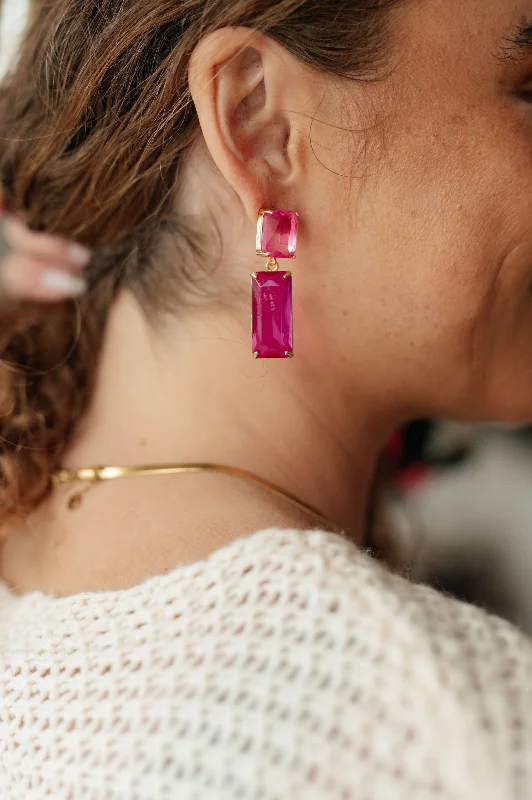 Jewelry Deals That Outshine The Rest Black Friday Blowout: Sparkly Spirit Rectangle Crystal Earrings in Pink