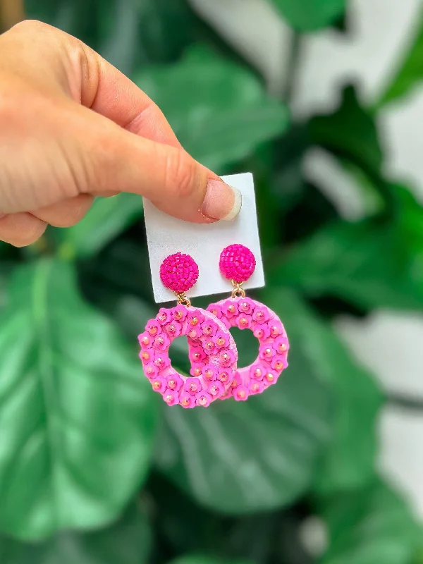 Fine Jewelry, Limited-Time Offers Available Spring Flower Dangle Earrings - Hot Pink