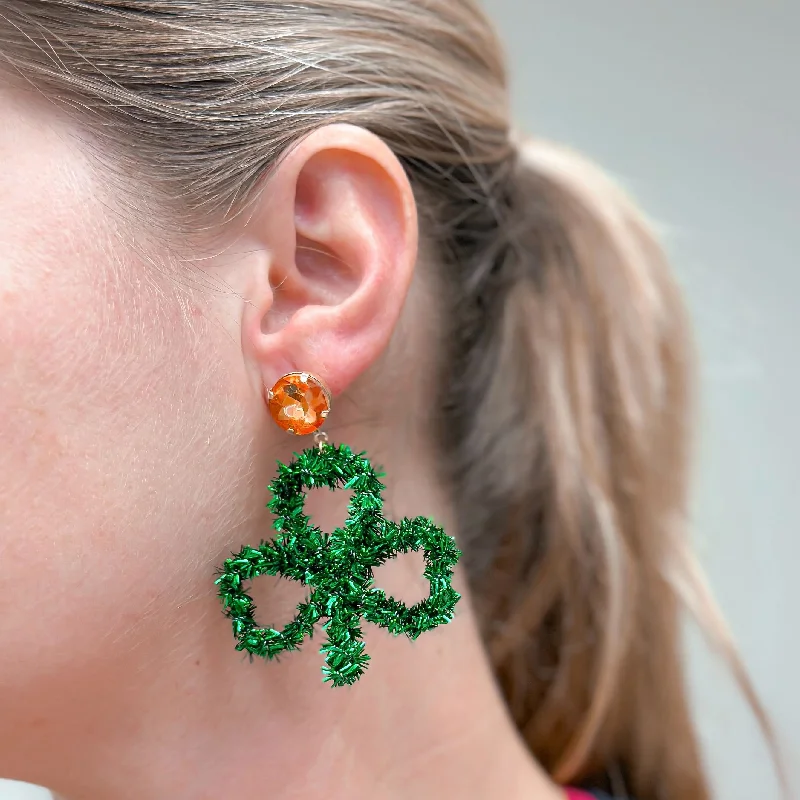 Exclusive Jewelry Discounts – Shop Now For Savings St. Patrick's Day Clover Tinsel Earrings