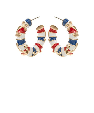 Shop Fine Jewelry With Amazing Deals Stripe Anchor Enamel Hoop Earrings