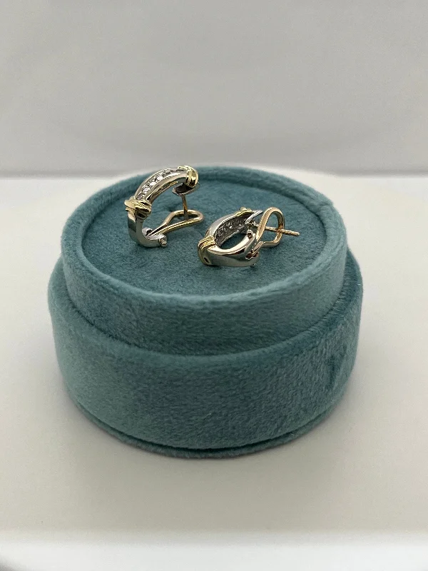 Grab Your Favorite Jewelry At The Lowest Prices Two-Toned Channel Diamond Earrings Grab Your Favorite Jewelry At The Lowest Prices Two-Toned Channel Diamond Earrings