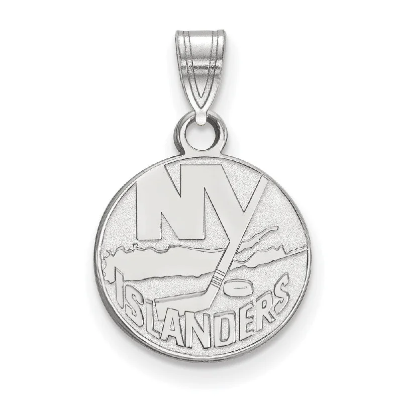 Grab Your Favorite Jewelry At The Lowest Prices 10k White Gold NHL New York Islanders Small Disc Pendant