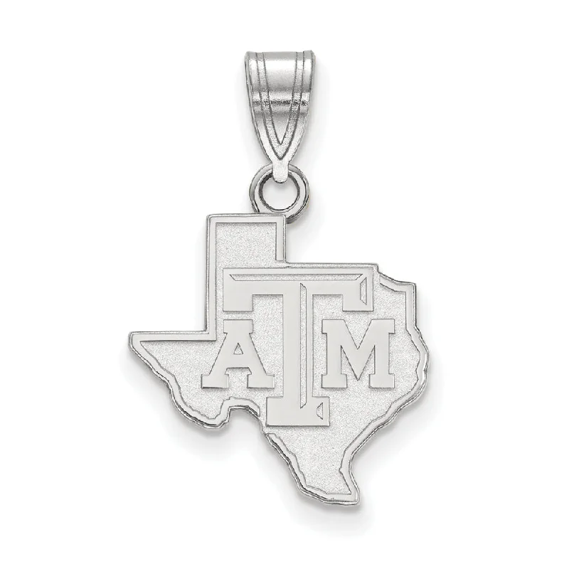 10k White Gold Texas A&M U. Medium Logo Pendant