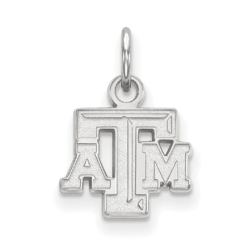 10k White Gold Texas A&M U. XS (Tiny) Fancy 'TAM' Charm or Pendant