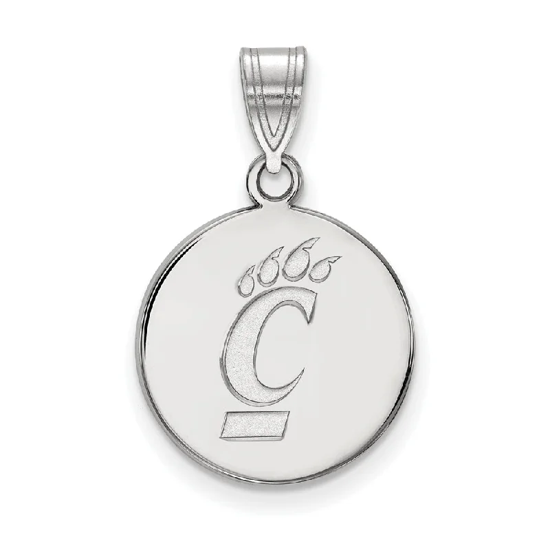 10k White Gold U of Cincinnati Medium Logo Disc Pendant