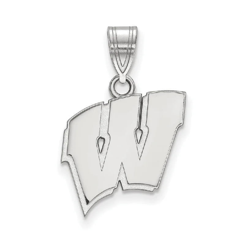 10k White Gold U. of Wisconsin Medium Initial W Pendant