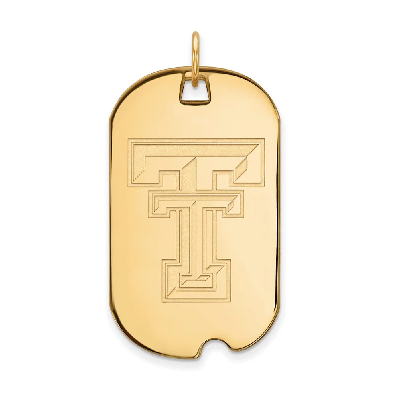 10k Yellow Gold Texas Tech U. Large Dog Tag Pendant